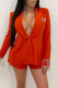 Red Elegant Letter Tassel Turn-back Collar Long Sleeve Two Pieces