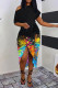 Black Casual Print Patchwork Asymmetrical Oblique Collar Irregular Dress Dresses