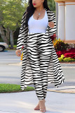 Red Fashion Casual Zebra Print Long Sleeve Two-Piece Suit