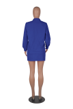 Rose Red Casual Solid Buttons Turndown Collar Long Sleeve Two Pieces