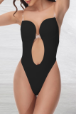 Skin Color Sexy Solid Hollowed Out Patchwork Lingerie
