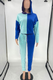 Coffee Casual Sportswear Solid Patchwork Hooded Collar Long Sleeve Two Pieces