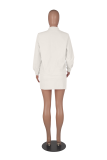 Rose Red Casual Solid Buttons Turndown Collar Long Sleeve Two Pieces