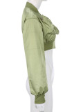 Green Casual Street Solid Patchwork Pocket Outerwear