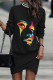Black Casual Print Patchwork Turtleneck Long Sleeve Dresses