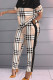 Black khaki Casual Print Patchwork O Neck Short Sleeve Two Pieces