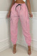 Pink Casual Street Solid Patchwork Pocket Regular High Waist Pencil Solid Color Bottoms