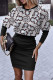 Light Gray Casual Print Patchwork O Neck Long Sleeve Dresses