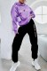 Purple Street Print Letter Hooded Collar Long Sleeve Two Pieces