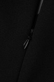 Black Casual Elegant Solid Patchwork Fold O Neck A Line Dresses