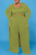 Light Green Casual Solid Cardigan Vests Pants O Neck Plus Size Two Pieces