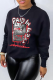 Black Casual Daily Print Patchwork Letter O Neck Tops