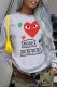 Grey Casual Print Letter O Neck Tops