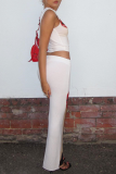 White Sexy Lips Printed Patchwork O Neck Sleeveless Two Pieces
