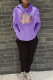 Purple Casual Print Patchwork Basic Hooded Collar Long Sleeve Two Pieces