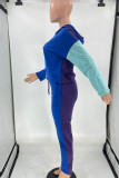 Coffee Casual Sportswear Solid Patchwork Hooded Collar Long Sleeve Two Pieces