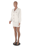 Rose Red Casual Solid Buttons Turndown Collar Long Sleeve Two Pieces