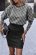 Black White Casual Print Patchwork O Neck Long Sleeve Dresses