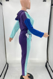 Coffee Casual Sportswear Solid Patchwork Hooded Collar Long Sleeve Two Pieces