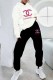 White Street Print Letter Hooded Collar Long Sleeve Two Pieces