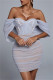 Light Blue Sexy Formal Solid Patchwork Backless Strapless Evening Dress
