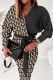 Black khaki Casual Print Patchwork V Neck Long Sleeve Dresses