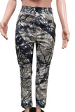 Multi-color Casual Print Patchwork Skinny Mid Waist Conventional Full Print Bottoms