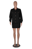 Rose Red Casual Solid Buttons Turndown Collar Long Sleeve Two Pieces