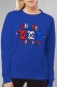 Blue Casual Print Letter O Neck Tops
