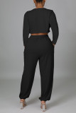 Red Casual Patchwork Asymmetrical O Neck Long Sleeve Two Pieces