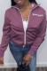 Purple Street Print Letter Zipper Collar Outerwear
