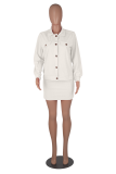 Rose Red Casual Solid Buttons Turndown Collar Long Sleeve Two Pieces