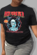 Black Casual Street Skull Patchwork Letter O Neck T-Shirts