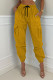 Earth Yellow Casual Street Solid Patchwork Pocket Regular High Waist Pencil Solid Color Bottoms