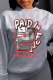 Grey Casual Daily Print Patchwork Letter O Neck Tops