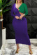 Purple Sexy Solid Hollowed Out Patchwork V Neck Pencil Skirt Dresses