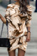 Apricot Brown Casual Print Patchwork Turtleneck Long Sleeve Dresses