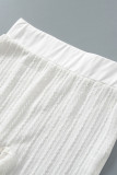 White Casual Solid Patchwork O Neck Long Sleeve Two Pieces