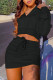 Black Casual Solid Patchwork Zipper Hooded Collar Long Sleeve Two Pieces