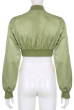 Green Casual Street Solid Patchwork Pocket Outerwear