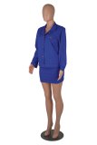 Rose Red Casual Solid Buttons Turndown Collar Long Sleeve Two Pieces