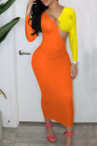 Purple Sexy Solid Hollowed Out Patchwork V Neck Pencil Skirt Dresses
