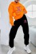 Orange Street Print Letter Hooded Collar Long Sleeve Two Pieces