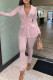 Pink Sexy Casual Solid Patchwork See-through V Neck Long Sleeve Two Pieces