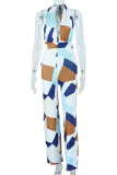 Colour Sexy Print Patchwork Halter Boot Cut Jumpsuits