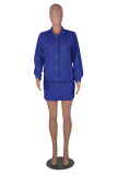 Rose Red Casual Solid Buttons Turndown Collar Long Sleeve Two Pieces