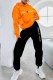 Orange Street Print Letter Hooded Collar Long Sleeve Two Pieces