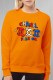 Orange Casual Print Letter O Neck Tops