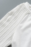 White Casual Solid Patchwork O Neck Long Sleeve Two Pieces