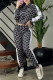 Black Elegant Print Patchwork Letter Zipper Collar Long Sleeve Two Pieces